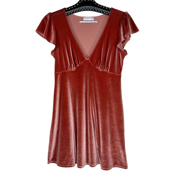 Urban Outfitters Flutter Sleeve Velvet Mini Dress Small NWOT - Picture 1 of 8